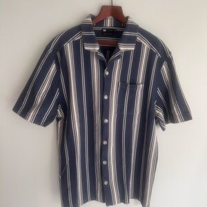 Simons Le 31 Blue and White Striped Casual Shirt